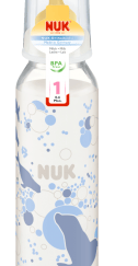 NUK Classic Μπιμπερό πολυπροπυλενίου (PP) 240ml Θηλή καουτσούκ μεγέθους 1 (0-6 μηνών) Μ (μεσσαία οπή) (10.741.417)