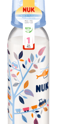 NUK Classic Γυάλινο μπιμπερό (230ml) Θηλή σιλικόνης μεγέθους 1 (0-6 μηνών) Μ (μεσσαία οπή) (10.745.008)