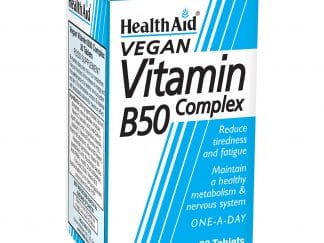 Health Aid Vitamin B50 Complex 30tabs,Συμπλήρωμα Διατροφής για Υγιές Νευρικό Σύστημα