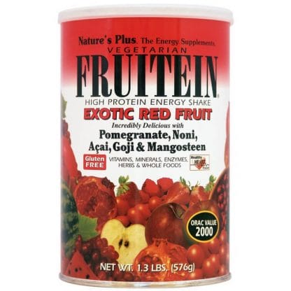 Nature's Plus Fruitein Exotic Red Fruit Shake 1,3lb Συμπλήρωμα Διατροφής,Φόρμουλα Πλήρους Πρωτεΐνης, Γεύση Εξωτικά Φρούτα 576gr