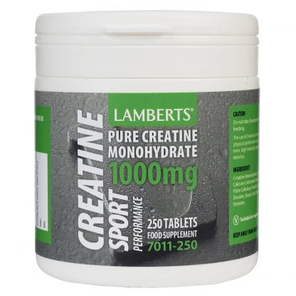 Lamberts Creatine Συμπλήρωμα Διατροφής με Καθαρή Μονουδρική Κρεατίνη για Μεγάλο Εύρος Ειδών Σωματικής Άσκησης 1000mg 250tabs