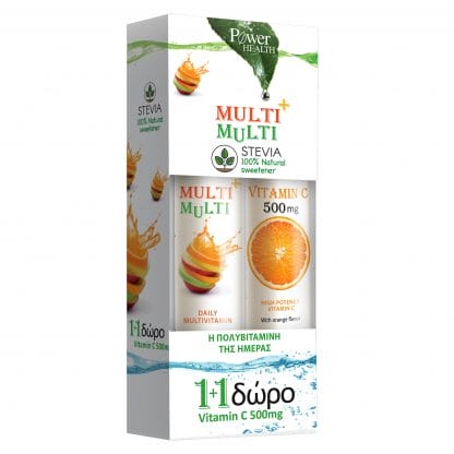 Power Health Multi + Multi με Στέβια 24Effer.Tabs & Βιταμίνη C 500mg 20Effer.Tabs 1+1 Δώρο
