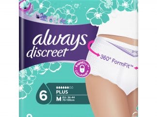 Always Discreet Pants Plus Medium Υπεραπορροφητικό Εσώρουχο Ακράτειας, Απορροφά Ακόμα & τις Βαρύτερες Διαρροές 9 Τεμάχια