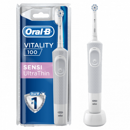 Oral-B Vitality 100 Sensi Ultra Thin Ηλεκτρική Οδοντόβουρτσα για Ευαίσθητα Δόντια & Ούλα με Ενσωματωμένο Χρονόμετρο 2 Λεπτών