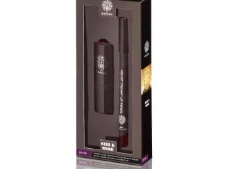 Garden Promo Set Kiss & Wink Intense Color Lipstick Gloss 4.5gr & Velvet Creamy Lip Pencil 1.4gr - 08 Midnight Dreams Lipstick & 26 Dark Plum Lip Pencil