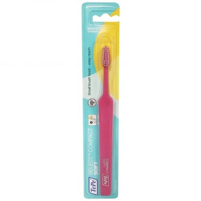 TePe Select Compact Soft Οδοντόβουρτσα Μαλακή για Αποτελεσματικό Καθαρισμό 1 Τεμάχιο - φούξια