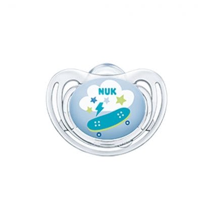 Nuk Freestyle Πιπίλα Σιλικόνης 1 Τεμάχιο - 18-36 Μηνών Διάφανο - Γαλάζιο