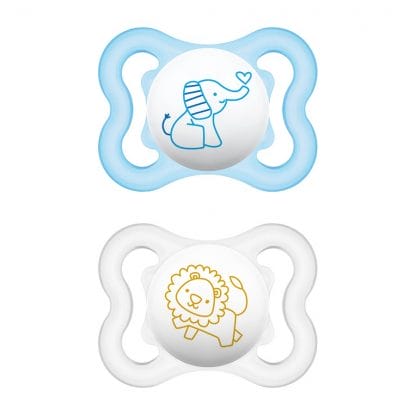 Mam Air Happy Thoughts Ορθοδοντική Πιπίλα Σιλικόνης Κωδ 120S από 2 Έως 6 Μηνών 2 Τεμάχια - Γαλάζιο - Διάφανο 2