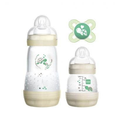 Mam Easy Start Anti-Colic Starter Set 0m+ Κωδ 655 Βρεφικό Σετ 2 Μπιμπερό & 1 Πιπίλα Ιδανικό για το Νεογέννητο 1 Τεμάχιο - άσπρο