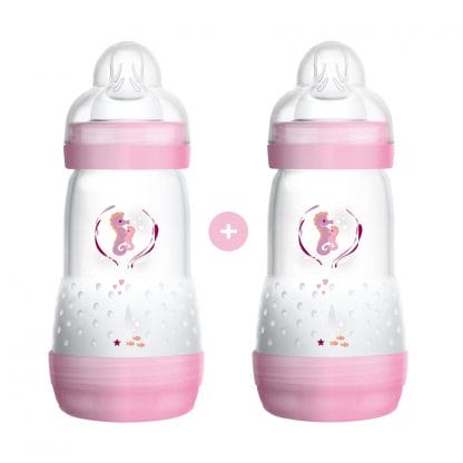 Mam Promo Pack Easy Start™ Anti-Colic Nature Safari 2+ Μηνών Κωδ 355S Μπιμπερό Πολυπροπυλενίου με Θηλή Σιλικόνης 2x260ml - Ροζ 2