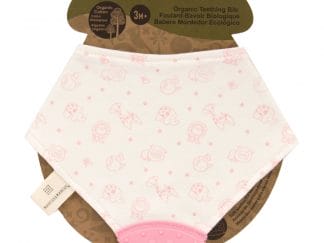 Marcus & Marcus Organic Teething Bid 3m+ Σαλιάρα με Άκρη Σιλικόνης 1 Τεμάχιο - ροζ