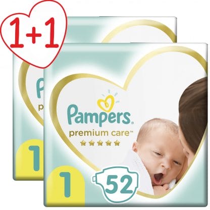 Pampers Πακέτο Προσφοράς Premium Care Νο1 Newborn (2-5kg) 2x52 πάνες 1+1 Δώρο