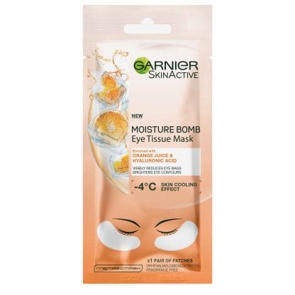 Garnier Skinactive Moisture Bomb Eye Sheet Mask Υφασμάτινη Μάσκα Ενυδάτωσης Ματιών με Πορτοκάλι 6g