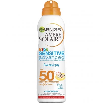 Garnier Ambre Solaire Kids Sensitive Advanced Anti-Sand Spray Spf50 Παιδικό Αντηλιακό Πολύ Υψηλής Προστασίας 200ml