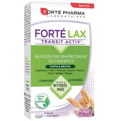 Forte Farma Fortelax Transit Activ Συμπλήρωμα Διατροφής Από 8 Φυτά & Φρούτα για Βελτίωση της Κινητικότητας του Εντέρου 30caps
