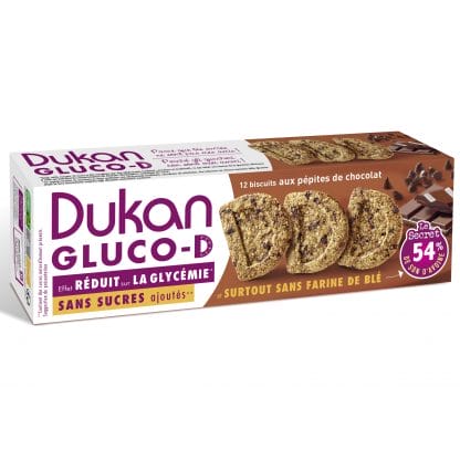 Dukan Gluco - D Aux Pepites de Chotolat Μπισκότα Βρώμης GLUCO-D με Κομμάτια Σοκολάτας 15x6,7 gr