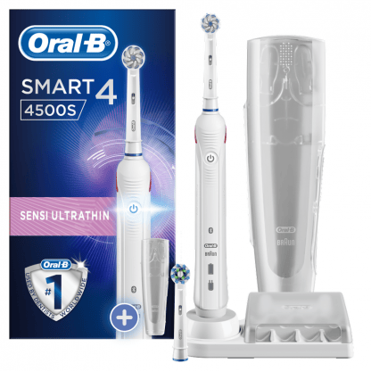Oral-B Smart 4 4500S Sensi Ultrathin Επαναφορτιζόμενη Ηλεκτρική Οδοντόβουρτσα, για Ολοκληρωμένο Καθαρισμό & Σύνδεση Bluetooth