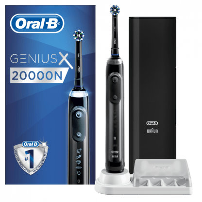 Oral-B Genius X 20000 N Black Επαναφορτιζόμενη Ηλεκτρική Οδοντόβουρτσα, Λειτουργία Αναγνώρισης Βουρτσίσματος & Σύνδεση Bluetooth