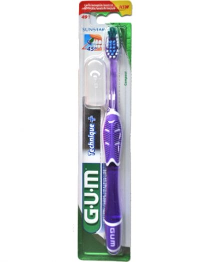 Gum Technique+ Regular Soft Οδοντόβουρτσα με Θήκη Προστασίας (490) - μπλέ