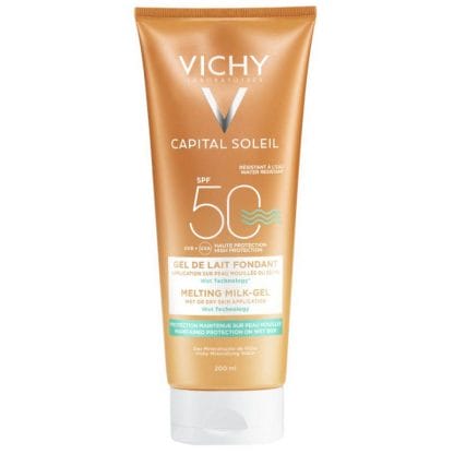 Vichy Ideal Soleil Spf50 Απαλό Αντηλιακό Γαλάκτωμα Gel για τη Προστασία της Νωπής ή Στεγνής Επιδερμίδας του Σώματος 200ml