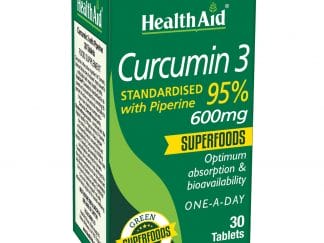 Health Aid Curcumin 3 600mg Συμπλήρωμα Διατροφής Αντιοξειδωτικής Κουρκουμίνης & Πιπερίνης για Μέγιστη Απορρόφηση 30 Tabs