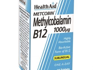 Health Aid Metcobin Methylcobalamin B12 1000μg Συμπλήρωμα Διατροφής με την πιο Βιοενεργή Μορφή Βιταμίνης Β12 60Tabs