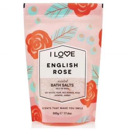 I Love... English Rose Scented Bath Salts Χαλαρωτικά Άλατα Μπάνιου Εμπλουτισμένα με Απολαυστικό Άρωμα 500gr