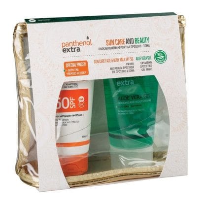 Medisei Promo Sun Care & Beauty Panthenol Extra Sun Care Face & Body Milk Spf50, 150ml & Aloe Vera Gel 150ml & Δώρο Νεσεσέρ