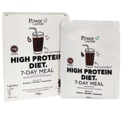 Power of Nature High Protein Diet 7 Day Meal Υψηλά Πρωτεϊνούχο Γεύμα σε Σκόνη με Γεύση Σοκολάτα 7 Φακελίσκοι x 25gr