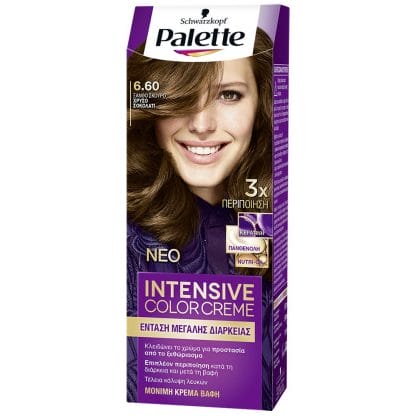Schwarzkopf Palette Intensive Color Creme Επαγγελματική Μόνιμη Κρέμα Βαφή Μαλλιών, Απόλυτη Κάλυψη & Αποτέλεσμα Διάρκειας - 6.60 Ξανθό Σκούρο Χρυσό Σοκολατί
