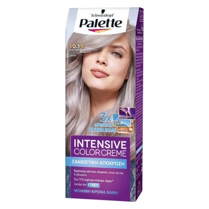 Schwarzkopf Palette Intensive Color Creme Επαγγελματική Μόνιμη Κρέμα Βαφή Μαλλιών, Απόλυτη Κάλυψη & Αποτέλεσμα Διάρκειας - 10.19 Κατάξανθο Ψυχρό Σαντρέ
