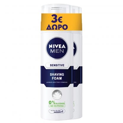 Nivea Πακέτο Προσφοράς Men Sensitive Shaving Foam Ανδρικός Αφρός Ξυρίσματος με Χαμομήλι 2x250 ml σε Ειδική Τιμή