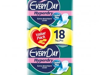Every Day Hyperdry Normal Ultra Plus Value Pack Πολύ Λεπτές Σερβιέτες Έξτρα Απορροφητικές, Ιδανικές για Κανονική Ροή 18 Τεμάχια