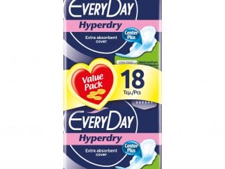 Every Day Hyperdry Super Ultra Plus Value Pack Πολύ Λεπτές Σερβιέτες Έξτρα Απορροφητικές,Ιδανικές για Πολύ Μεγάλη Ροή 18 Τεμάχια