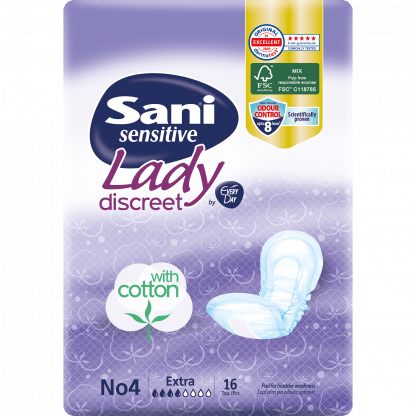 Sani Sensitive Lady With Cotton No4 Extra Σερβιέτες Ακράτειας με Βαμβάκι 16 Τεμάχια