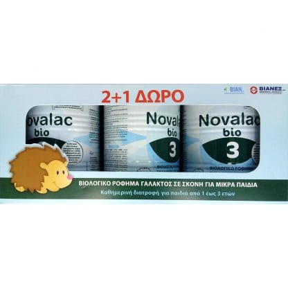 Novalac Πακέτο Προσφοράς Bio 3 Βιολογικό Γάλα σε Σκόνη για Μικρά Παιδιά από 1 Έως 3 Ετών 3x400gr 2+1 Δώρο
