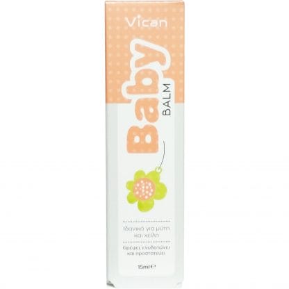Vican Baby Balm, Βρεφικό Βάλσαμο Ιδανικό για Θρέψη, Ενυδάτωση & Προστασία των Χειλιών & της Μύτης 15ml