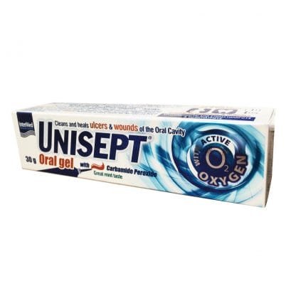 Intermed Unisept Oral Gel Γέλη για το Τοπικό Καθαρισμό & την Επούλωση των Αφθών, Ελκών, Τραυμάτων της Στοματικής Κοιλότητας 30gr