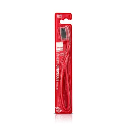 Intermed Professional Ergonomic Toothbrush Soft Επαγγελματική Εργονομική Οδοντόβουρτσα Μαλακή, 1 Τεμάχιο - κόκκινο