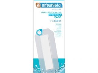 AlfaShield Alfa Pads Sterile Self-Adhesive Waterproof Pads Αποστειρωμένα Αυτοκόλλητα Αδιάβροχα Επιθέματα 9x25cm, 5 Τεμάχια