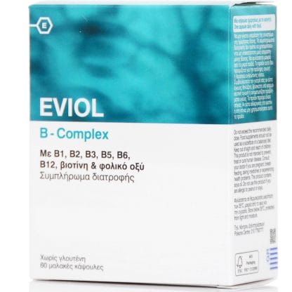 Eviol B-Complex Συμπλήρωμα Διατροφής για την Υποστήριξη της Φυσιολογικής Λειτουργίας του Νευρικού Συστήματος 60 Soft.caps