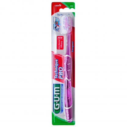 Gum Technique PRO Compact Soft Οδοντόβουρτσα με Θήκη Προστασίας (525) - μωβ