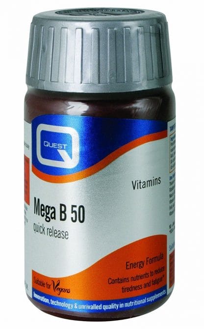 Quest Mega B 50 Quick Release Συμπλήρωμα Διατροφής Ταχείας Αποδέσμευσης για την Υγεία του Νευρικού Συστήματος 30tabs
