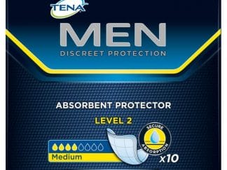 Tena Men Absorbent Protector Level 2 Διακριτική και Ασφαλής Προστασία για την Αντρική Μέτριας Μορφής Ακράτεια 10τμχ
