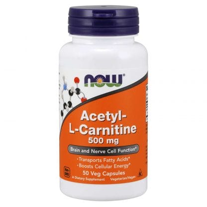 Now Foods Acetyl L-Carnitine 500mg Συμπλήρωμα Διατροφής που Διατηρεί την Σωστή Λειτουργία των Εγκεφαλικών Κυττάρων 50 vegcaps