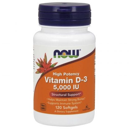 Now Foods Vitamin D3 5.000 IU Συμπλήρωμα Διατροφής με τη πιο Βιοδιαθέσιμη Μορφή Βιταμίνης D 120 softgels