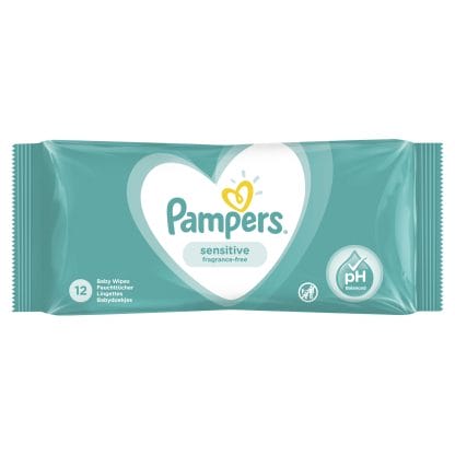 Pampers Sensitive Wipes Travel Size Μωρομάντηλα Ιδανικά για την Ευαίσθητη Επιδερμίδα 12 Baby Wipes