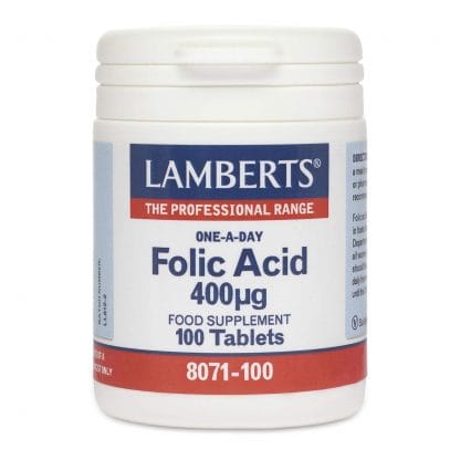 Lamberts Folic Acid Συμπλήρωμα Διατροφής για Σύνθεση του DNA και του RNA 400 mcg 100 tabs