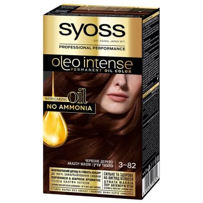 Syoss Oleo Επαγγελματική Μόνιμη Κρέμα Βαφή - 3-82 Ακαζού Μαονί