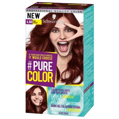 Schwarzkopf Pure Color Επαγγελματική Μόνιμη Βαφή Gel Μαλλιών, Έντονο Χρώμα που Διαρκεί, Πλούσια Περιποίηση & Ενυδάτωση - 6.80 Red Velvet